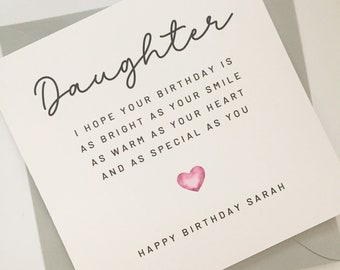 Personalised Daughter Birthday Card, Special Daughter Birthday Card, Wonderful Daughter, Teenage Grown Up Daughter Birthday Card