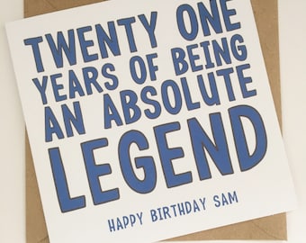 Funny 21st Birthday Card for Him, Personalised Birthday Card for Brother, Son, Nephew, Boyfriend, Twenty One Today Birthday