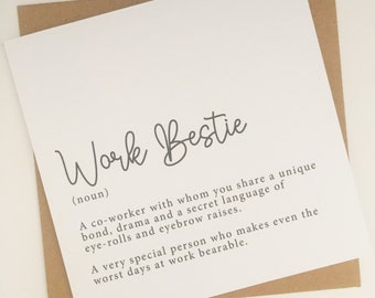 Work Bestie Card, Funny Card For Work Wife, Funny Birthday Card For Colleague, Work Bestie Definition Card, Funny Card for Co-Worker