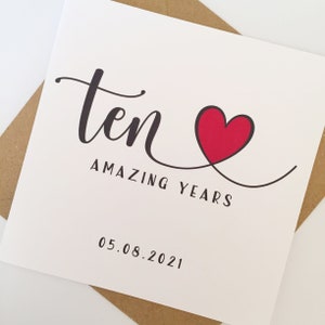 Tenth Wedding Anniversary Card, 10th Anniversary Card, Happy Tenth Wedding Anniversary, Card for Husband, Wife, Boyfriend, Girlfriend