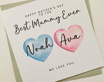 Personalised Mummy Mother's Day Card from up to 4 Children, To Our Mummy from Children Son Daughter, Card for Mummy from 2 Children