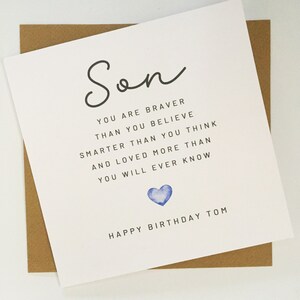 Personalised Son Birthday Card, Adult Son Birthday Card, Special Son Poem Birthday Card, Card for Grown Up Son