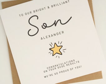 Personalised Exam Congratulations Card, GCSE or A Level Results Card, Passed Exams Card for Son, Grandson, Nephew, Brother