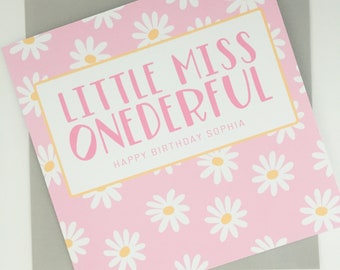 Onderful Birthday Card, Girls First Birthday Card, Daisy Birthday Card, Personalised Birthday Card, Card for Daughter, Granddaughter, Niece