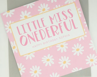 Onderful Birthday Card, Girls First Birthday Card, Daisy Birthday Card, Personalised Birthday Card, Card for Daughter, Granddaughter, Niece