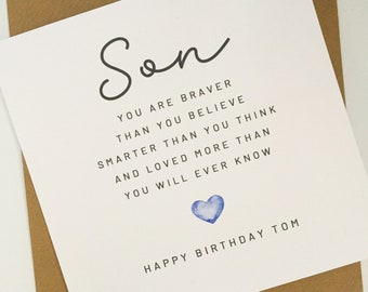 Personalised Son Birthday Card, Adult Son Birthday Card, Special Son Poem Birthday Card, Card for Grown Up Son