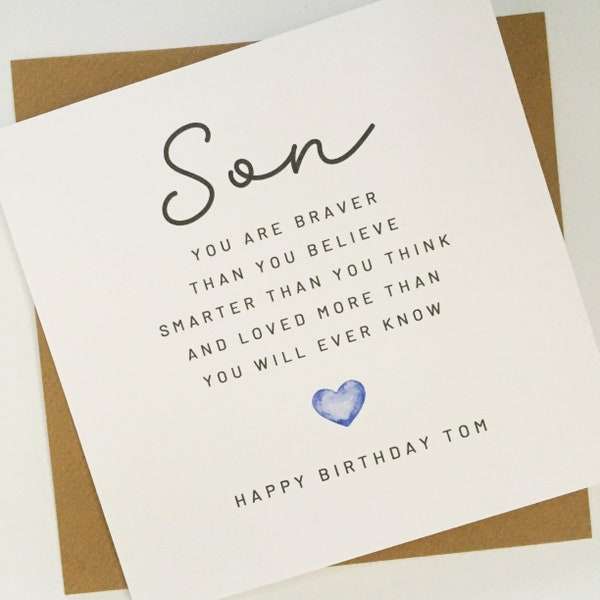 Personalised Son Birthday Card, Adult Son Birthday Card, Special Son Poem Birthday Card, Card for Grown Up Son