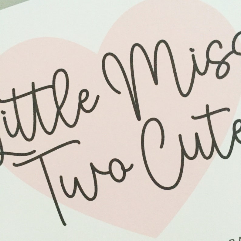Little Miss Two Cute Birthday Card, Personalised 2nd Birthday Card for Granddaughter, Niece, Daughter, Cousin, Goddaughter, Little Girl