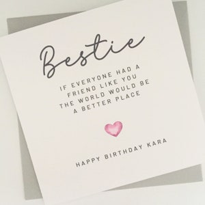 Personalised Bestie Birthday Card, Poem Birthday Card For Best Friend, Special Friend Birthday Card, Happy Birthday Bestie Card