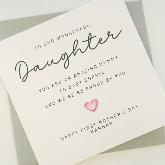 Personalised First Mother's Day Card for Daughter, To a Wonderful Daughter on First Mother's Day, Daughter in Law First Mothers Day