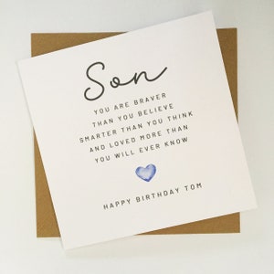 Personalised Son Birthday Card, Adult Son Birthday Card, Special Son Poem Birthday Card, Card for Grown Up Son