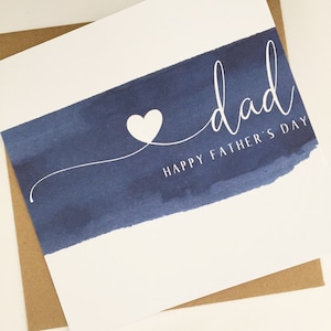 Dad Father's Day Card from Daughter or Son, Wonderful Dad Father's Day Card, Watercolour Blue Card for Dad on Fathers Day bild 1