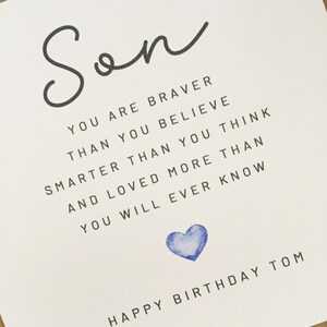 Personalised Son Birthday Card, Adult Son Birthday Card, Special Son Poem Birthday Card, Card for Grown Up Son