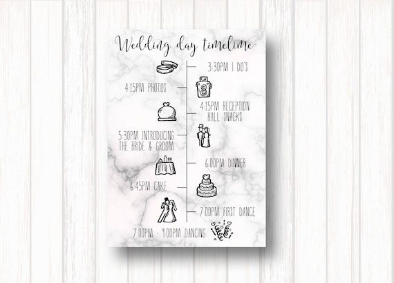 wedding timeline wedding program wedding itinerary etsy