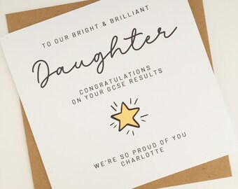 Personalised Exam Congratulations Card, GCSE, A Level, Higher Results Card, Celebration Passed Exams Card for Daughter, Granddaughter, Niece