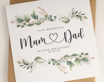 Personalised Wedding Anniversary Card for Parents, To My Mum and Dad on your Anniversary