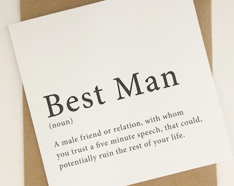 Best Man Card, Will You Be My Best Man Card, Best Man Thank You Card, Funny Best Man Card, Wedding Proposal Card, Best Man Invitation