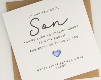 Personalised First Father's Day Card for Son, To a Fantastic Son on First Father's Day, Son in Law First Fathers Day