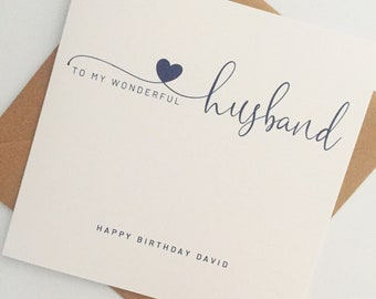 Husband Birthday Card, Personalised Card for Husband, Birthday Card for Husband, Husband Birthday, Simple Birthday Card