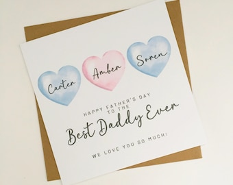 Personalised Daddy Father's Day Card from up to 4 Children with Son Daughter Names