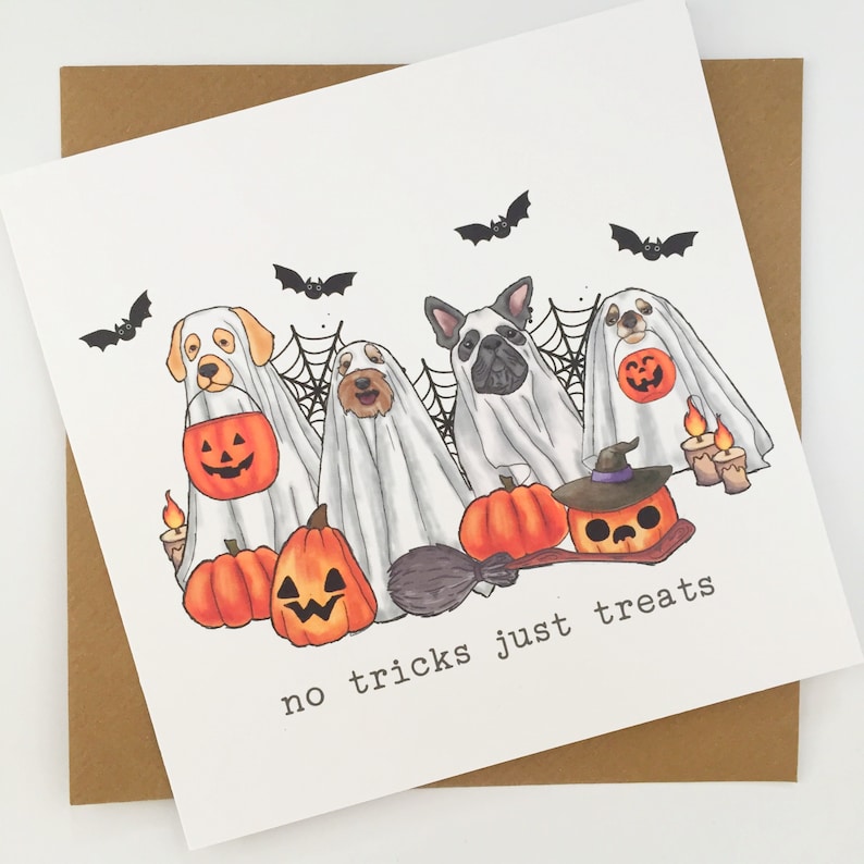 Funny Halloween Greeting Card, Happy Halloween Card, Halloween Birthday Card, Card for Dog Lover, October Birthday Card