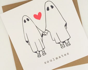 Ghost Couple Love Card, Soulmates Valentine Card, Funny Anniversary Card, You're My Boo Card, Spooky Birthday Card for Partner