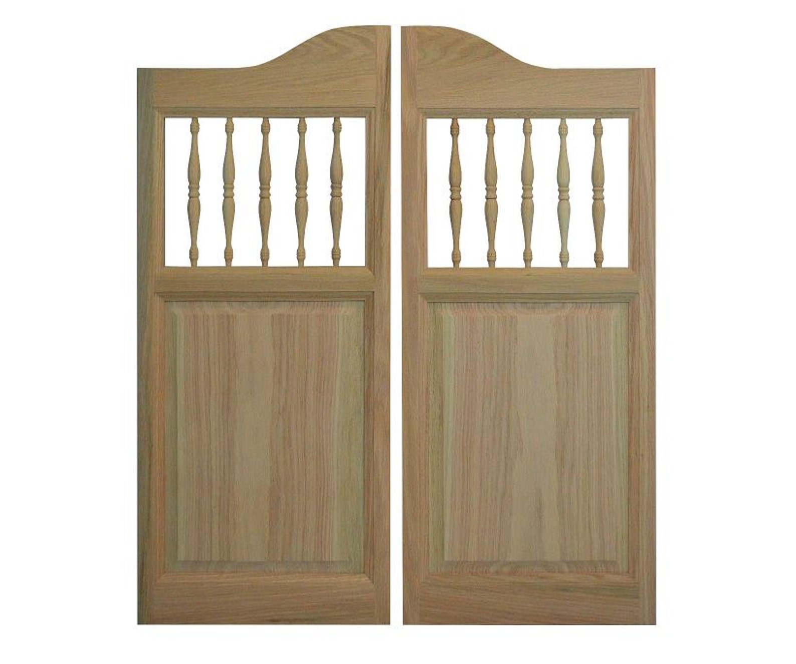 Custom Solid Oak Western Cafe Doors / Saloon Doors With Spindles Swing