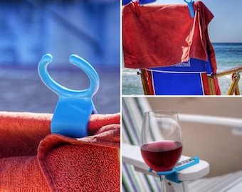 Towel holder for your beach chair!  Holds your towel in place as well as can hold your wine glass!