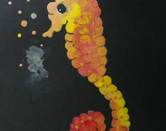 Sea Horse, Beach Art, Nautical Painting, Beach House Art, Coastal Painting, Marine Life Art, Coastal Decor, Sea Horse Decor, Sea Life Art