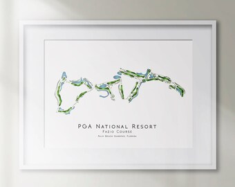 PGA National Resort Fazio Course Florida Golf Course Minimalist Golf Course Map Golfing Decor Gift Wall Art Print Golf Art UNFRAMED
