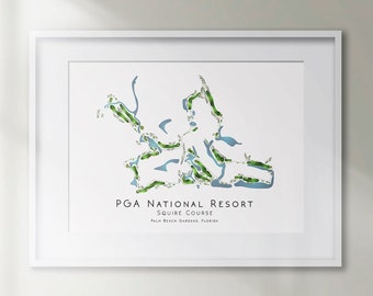 PGA National Resort Squire Course Florida Golf Course Minimalist Golf Course Map Golf Decor Gift Wall Art Print Golf Art Home Decor UNFRAMED