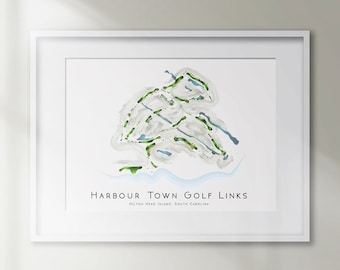 Harbour Town Golf Club Hilton Head Island South Carolina Minimalist Golf Course Map Golfing Decor Gift Wall Art Print Golf Art UNFRAMED