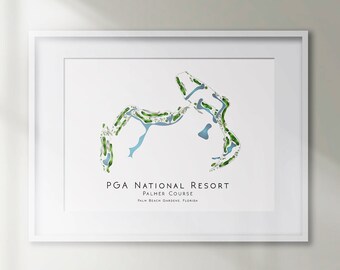 PGA National Resort Palmer Course Florida Golf Course Minimalist Golf Course Map Golfing Decor Gift Wall Art Print Golf Art UNFRAMED
