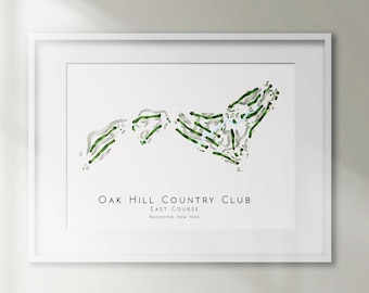 Oak Hill Country Club East Course Rochester New York Minimalist Golf Course Map Golfing Decor Gift Wall Art Print Golf Art UNFRAMED
