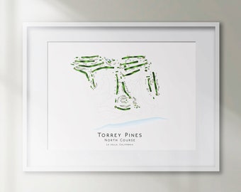 Torrey Pines North Course La Jolla California Minimalist Golf Course Map Golfing Decor Gift Wall Art Print Golf Art UNFRAMED