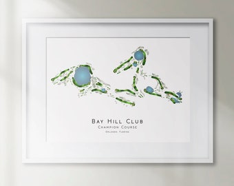Bay Hill Club Champion Course Orlando Florida Minimalist Golf Course Map Golfing Decor Gift Wall Art Print Golf Art UNFRAMED