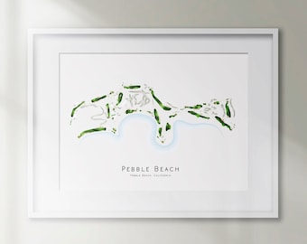 Pebble Beach Golf Course California Golf Print Golfing Decor Golf Home Decor Gift Wall Art Print CA Golf Map Art Sport Art Hombres Regalo SIN MARCO