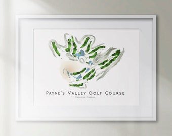 Campo de golf de Paynes Valley Mapa del campo de golf de Missouri Impresión del campo de golf Decoración de golf Regalo Campo de golf Arte de la pared Impresión Arte de golf SIN MARCO