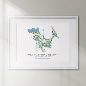 PGA National Resort Champion Course Florida Golf Course Minimalist Golf Course Map Golf Home Decor Wall Art Print Golf Art Sport UNFRAMED