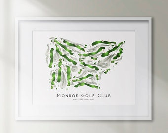 Monroe Golf Club Nueva York Mapa de campo de golf minimalista Campo de golf Impresión Campo de golf Arte Campo de golf personalizado Arte de la pared Impresión Arte de golf SIN MARCO