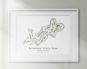Bethpage Black Course New York Golf Course Map Golfing Decor Golf Home Decor Gift Wall Art Print NY Golf Art Sport Art Mens Gift UNFRAMED