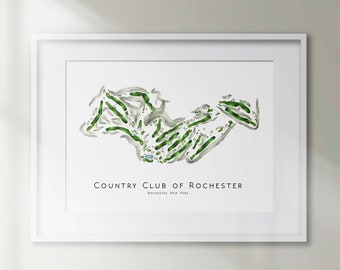 Country Club of Rochester Nueva York Campo de golf Mapa Campo de golf Impresión Decoración de golf Regalo Arte de la pared Impresión Arte de golf CCR Campo de golf Arte SIN MARCO