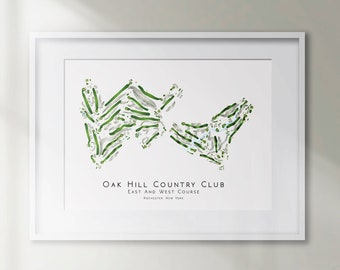 Oak Hill Country Club East & West Course Nueva York Mapa de campo de golf minimalista Decoración de golf Regalo Arte de la pared Impresión Campo de golf Impresión SIN MARCO