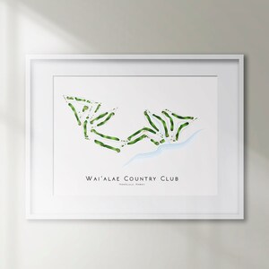 Wai&#39;alae Country Club Champion Course Honolulu Hawaii Minimalist Golf Course Map Golfing Decor Gift Wall Art Print Golf Art UNFRAMED
