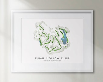 Quail Hollow Club Champion Course Charlotte North Carolina Minimalist Golf Course Map Golfing Decor Gift Wall Art Print Golf Art UNFRAMED