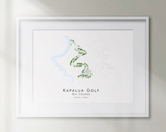 Kapalua Golf Bay Course Lahaina Hawaii Minimalist Golf Course Map Golfing Decor Gift Wall Art Print Golf Art UNFRAMED