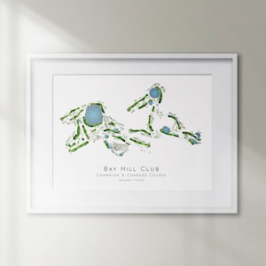 Bay Hill Club Champion & Charger Courses Orlando Florida Minimalist Golf Course Carte Golf Décor Cadeau Wall Art Print Golf Art UNFRAMED
