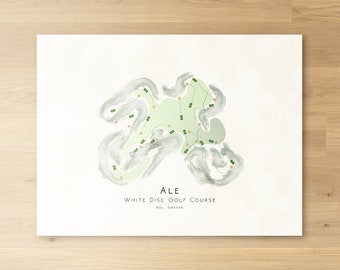 Ale Disc Golf Course Suecia Disc Golf Course Minimalista Golf Mapa Disco Golf Decoración Regalo Pared Arte Impresión Golf Home Decor UNFRAMED