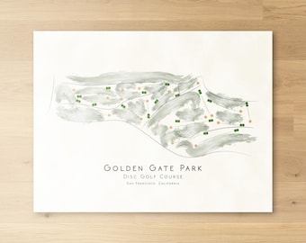 Golden Gate Park Disc Golf Course California Disc Golf Course Minimalist Golf Map Disc Golf Decor Gift Wall Art Golf Home Decor UNFRAMED