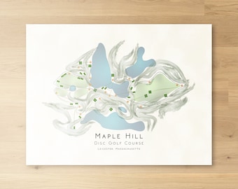 Maple Hill Disc Golf Course Massachusetts Disc Golf Course Minimalista Golf Map Disc Golf Decor Gift Wall Art Print Golf Home Decor UNFRAMED